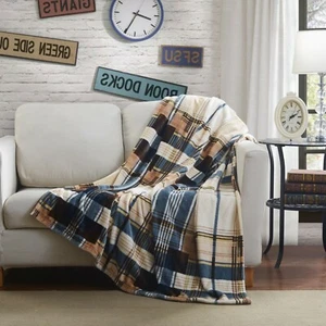 Soft Winter Cabin Super Flannel Striped Tartan Plaid Checkered Throw Bed Blanket - Picture 1 of 10