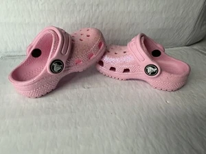 CROCS GLITTER Sandals Shoes BABY TODDLER GIRLS SZ C 4 Pink VERY NICE CROCS - Picture 1 of 7