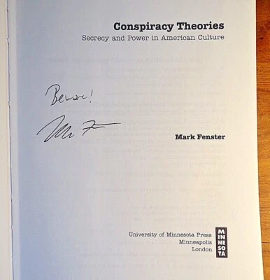 Mark Fenster ~ Conspiracy Theories ~ Signed ~ 1st/1st ~ HC/DJ ~ 1999  - Image 1 of 4