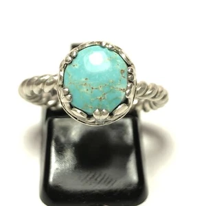 24 Ct TW Natural Kingman Turquoise 925 Sterling Silver Ring Size 6 1/2 USA 🇺🇸 - Foto 1 di 7