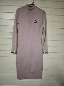 Puma Logo Dress Women Pink Stretch Net Arms Shape Size UK 10 - Picture 1 of 7