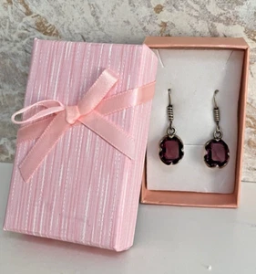 Large Emerald Cut Amethyst & Sterling Silver Drop Dangle Earrings - Picture 1 of 6