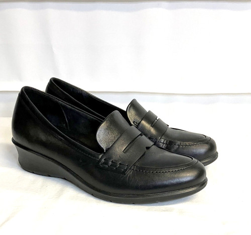 Scarpe mocassino Ecco Felicia in pelle nera slip on Penny taglia EU 36 ~ US 6 nuove senza scatola!