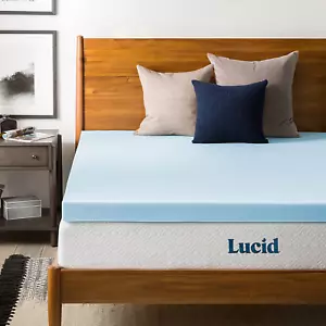 Lucid 2 or 3 inch Cooling Gel Memory Foam Mattress Topper Ultra Plush Certified - Picture 1 of 15