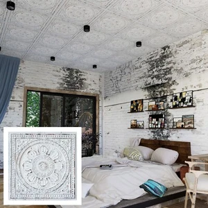 Artistic 3D Ceiling Tile Plastic Wall Panels for Cafe Decor PL17 DCWB 10Pcs - Picture 1 of 24