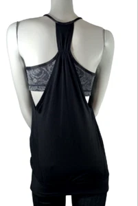 Lululemon Tank Top Womens Size 4, Layered, Black Razor Back Top, Grey Rose Bra - Picture 1 of 13
