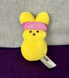 Peeps Plush 5.5” Yellow Bunny w/ Pink Visor Just Born Peep 2022 - Picture 1 of 3