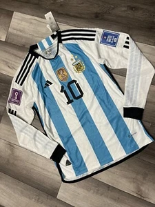 ADIDAS LIONEL MESSI 2022 FIFA WORLD CUP HOME JERSEY #10 LONG SLEEVE SIZE XL Slim - Picture 1 of 23