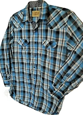 Camisa Para Hombre Azul Turquesa Brillante Imp Western M - L Foto 1 de 4
