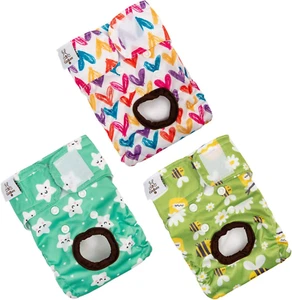Dog Diapers Female Washable Small Medium Large 3 Pack Reusable Doggie Diapers Pu - Picture 1 of 12