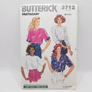 Butterick 3712 Misses' Easy Pullover Shirt Top Sewing Pattern Size 6-10 Uncut - Picture 1 of 10