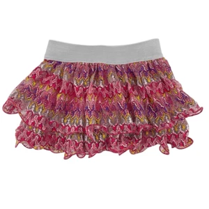 Justice Girl’s Multicolor Abstract Tiered Metallic Skater Tulle Skort Size 6 - Picture 1 of 9
