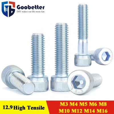 GOO BETTTER Tornillo de cilindro de acero galvanizado 12.9 DIN 912 hexágono interior culata