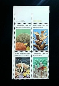 1980 Plate Block 1830a! US Mint MNH Stamps, Coral Reef Hawaii Florida Virgin Is! - Picture 1 of 2