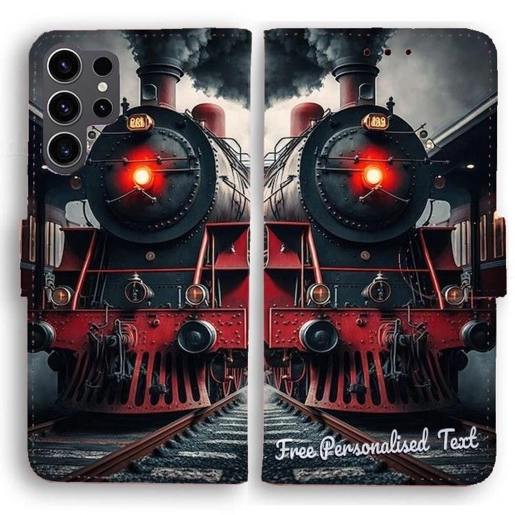 Personalised Text Wallet For Samsung Galaxy Cover Series Steam Train Locomotive - Image 1 of 1