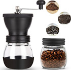 Coffee Grinder Manual Burr with 2 Glass Jars(11Oz Each), Hand Bean Coffee Grinde