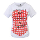 Trachtenshirt Shirt Damen Weiß Baumwolle  Mei Dirndl is dreacked Rot L Vegan 5x