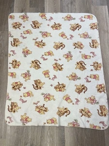 Winnie Puuh Ferkel Tigger Schmetterling creme elfenbein Plüsch Fleece Babydecke - Bild 1 von 8