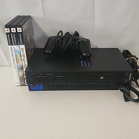 Sony PlayStation 2 Console  Black Fat Cords, Controller + 3 Games 