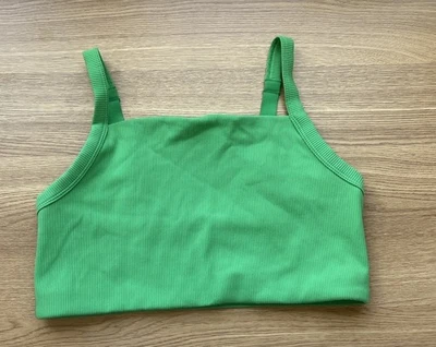 OFFLINE Aerie Ribbed Longline Sports Bra Green Medium Double Lined Adjustable - Image 1 of 3