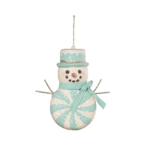 Aqua Peppermint Snowman Ornament by Bethany Lowe Designs - Picture 1 of 2