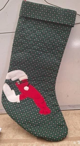 Green Christmas stocking with red lobster wearing mittens  & ear muffs 19 in - Picture 1 of 3