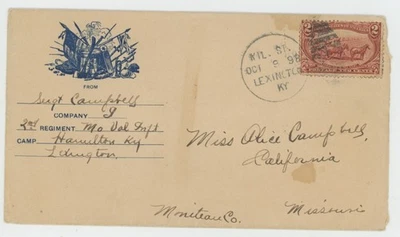 Mr Fancy Cancel 西班牙 Amer War 2nd Reg MO Vol Inf Camp Hamilton KY '98 #3543 — 第 1/2 张图片