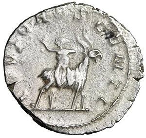 Valerian II as Caesar AR Antoninianus "Infant Jupiter on Goat" Good Very Fine - Picture 1 of 5