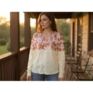 Wonderly Studio Tie Dye V Neck Long Sleeve Pullover Top Shirt Plus Size 2X - Picture 1 of 6