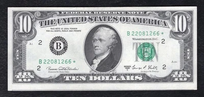 FR. 2021-B* 1969-C $10 *STAR* FRN FEDERAL RESERVE NOTE NEW YORK, NY ABOUT UNC - Image 1 of 2
