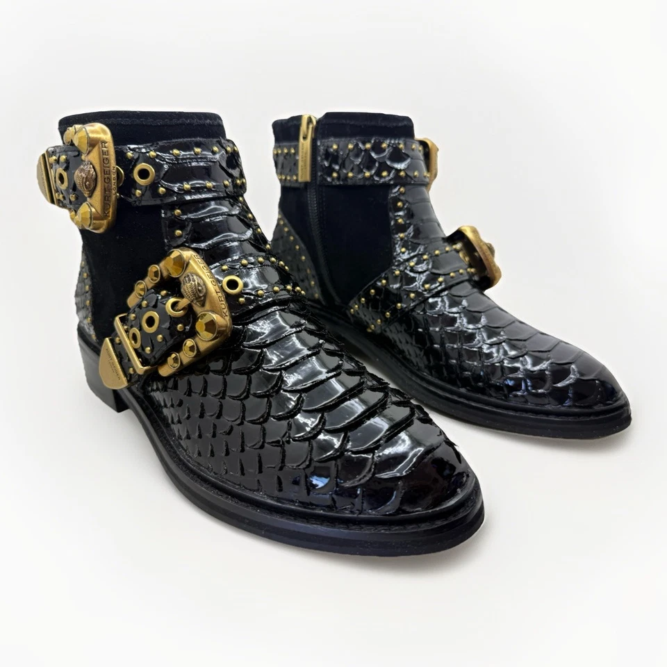 Женские ботильоны KURT GEIGER LONDON Maddox с двойной пряжкой и заклепками на лодыжке размер 5,5 - Изображение 1 из 4