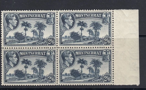 Montserrat KGVI 1938-48 2s6d slate blue SG109 p13 Block of 4 - MNH Cover