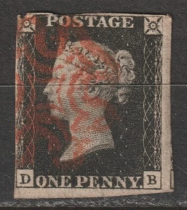 GB - reasonable 1840 Penny Black with carmine Maltese Cross cancelation - Picture 1 of 1
