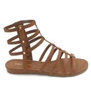 NEW Womens Marc Fisher Pritty Gladiator Sandals Brown Leather Sz 7.5 M ASO QVC