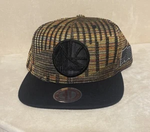 Rare Mitchell & Ness GOLDEN STATE WARRIORS Black Logo Woven Snapback Hat NWT A - Picture 1 of 11