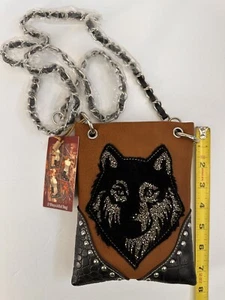 Crossbody, Mini Messenger, American Indian, Design, Wolf - Picture 1 of 3