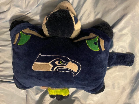 SEATTLE SEAHAWKS Large 18" Mascot Pillow Pet - NFL 2011 FOOTBALL LOGO Cover
