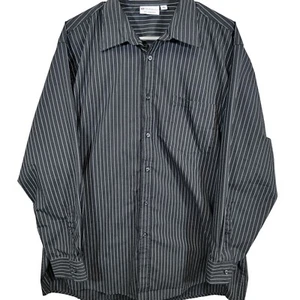 Chefworks Men's XL Pinstripe Black Shirt Long Sleeve Collared - Picture 1 of 6