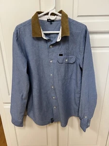 LRGMen’s Button Up Large Cotton Longsleeve Shirt Diamond Stitching Corduroy - Picture 1 of 13