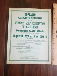 1946 Women’s Golf Championship Small Poster San Francisco California Presidio - Picture 1 of 2