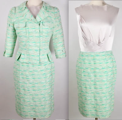 Nina Ricci suit jacket dress tweed silk 42 US 8 green Resort 2014 Peter Copping - Image 1 of 4