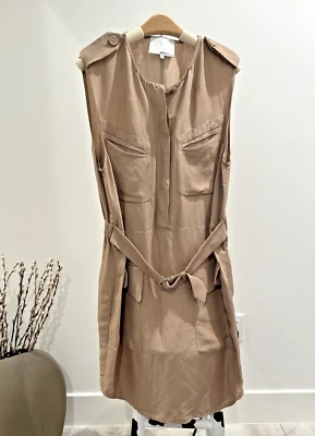 Mini Vestido 3.1 Phillip Lim Utilitario Sin Mangas Safari Para Mujer 6 Lino Tostado Cinturón Foto 1 de 4