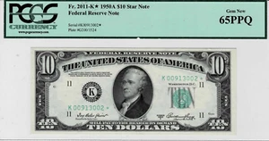 1950A $10 Federal Reserve*STAR* note-fr.2011-K* (DALLAS) PCGS GEM 65PPQ - Picture 1 of 6