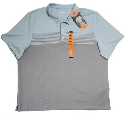 Kirkland Signature XXL Men’s Short Sleeve Polo Shirt Baby Blue and Gray Stretch  - Image 1 of 4