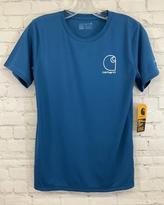 Carhartt Force Sun Defender Polyester Short Sleeve T-Shirt Kids Medium Blue NWT - Picture 1 of 14