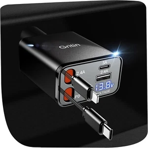 Einziehbares Autoladegerät, 69W Superschnell 4 in 1 USB C Autoladegerät Adapter - Bild 1 von 19