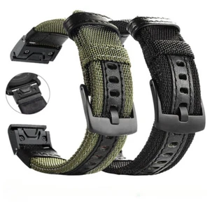 Easyfit Leather Nylon Watch Band Strap For Garmin Fenix 7 7X 6 6X Pro 5 5X 3 3HR - Picture 1 of 20