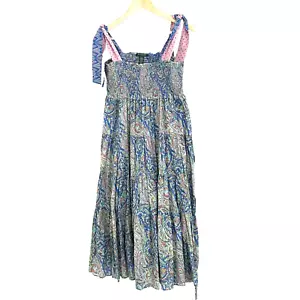 Ralph Lauren Kleid Gr. Large Paisleymuster gesmokt Stufen Bindeband Cottagecore - Bild 1 von 8