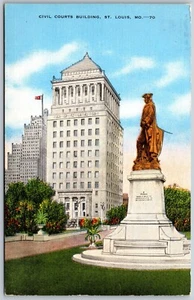 Vintage St Louis Missouri MO Zivilgerichte Gebäude Memorial Plaza Denkmal Postkarte - Bild 1 von 2