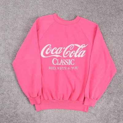 Sudadera Pullover De Colección Coca-Cola Promo Soda EE. UU. Pequeña Rosa Manga Larga Foto 1 de 4